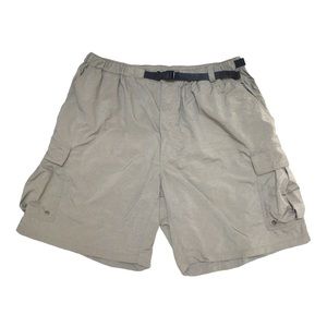 REI Mens XL Cargo Hiking Shorts Khaki Nylon Belted